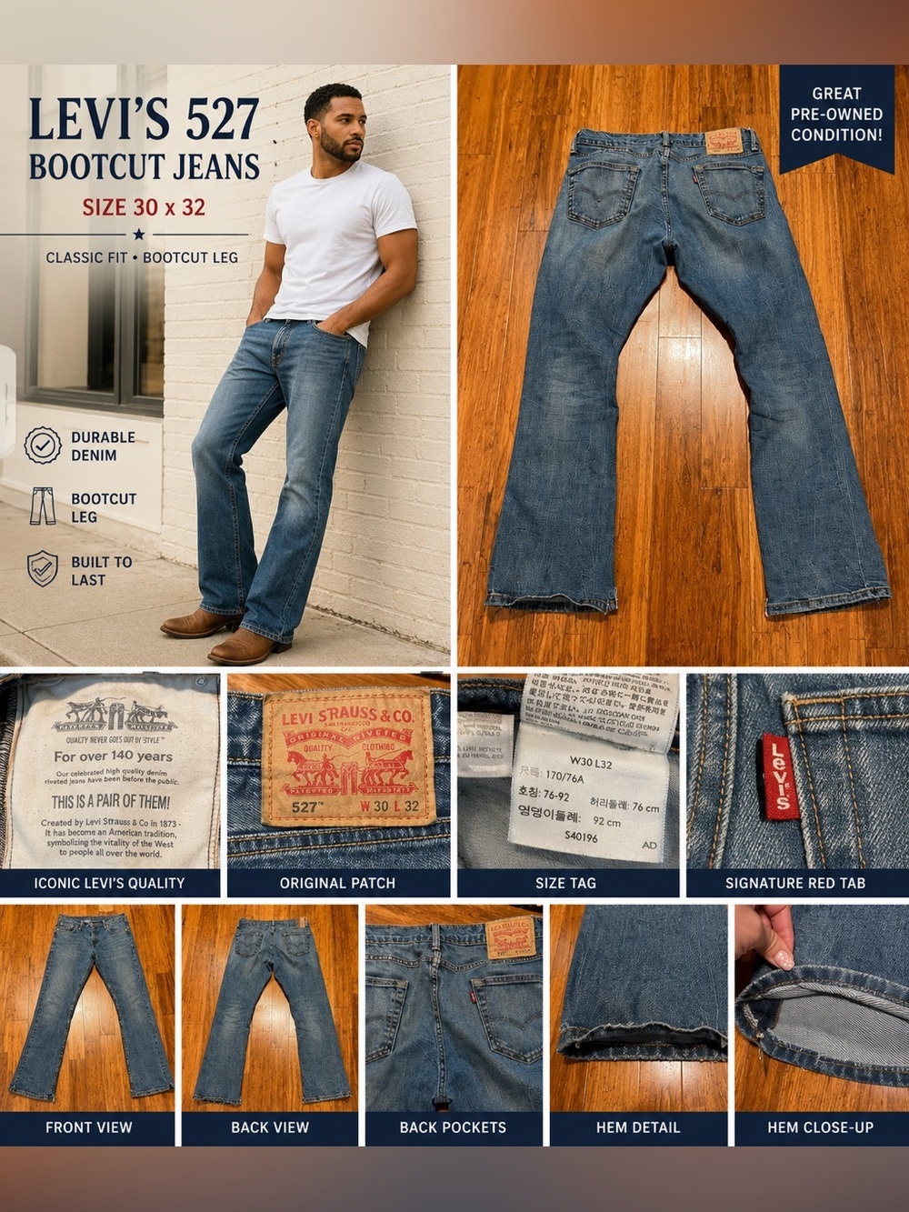 Levi’s 527 Bootcut Jeans Men’s Size 30x32 Medium Wash Denim